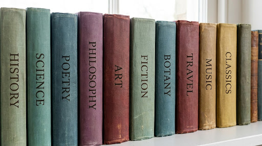 Antique books on a shelf